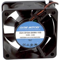 Globe Motors DC Fan, 12V, 60x60x25mm, 22CFM, 2.04W, 34dBA, 4550RPM, Wire Leads