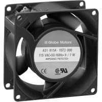 Globe Motors AC Fan, 115V, 80x80x38mm, 19CFM, 4.5/4W, 25dBA, 1700/1900RPM, Wire Leads