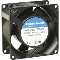 Globe Motors AC Fan, 115V, 80x80x38mm, 19CFM, 4.5/4W, 25dBA, 1700/1900RPM, Terminals