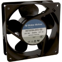 Globe Motors AC Fan, 230V, 120x120x38mm, 88/102CFM, 11/10W, 37/41dBA, 2600RPM, Terminals