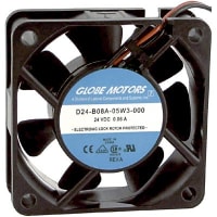 Globe Motors DC Fan, 24V, 60x60x20mm, 13CFM, 0.96W, 25dBA, 3200RPM, Wire Leads