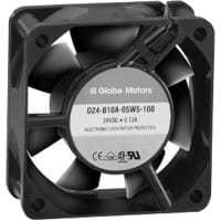 Globe Motors DC Fan, 24V, 60x60x25mm, 23CFM, 2.4W, 39dBA, 5050RPM, Wire Leads