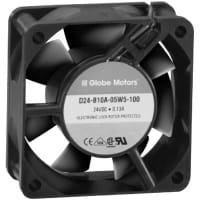 Globe Motors DC Fan, 12V, 60x60x25mm, 17CFM, 1.44W, 28dBA, 3600RPM, Wire Leads