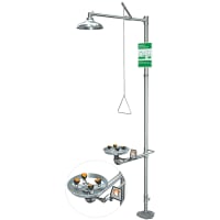 Guardian Equipment Safety Station, Eye & Face Wash, B-F, Polished Chrome, Stainless Steel Shwr Hea