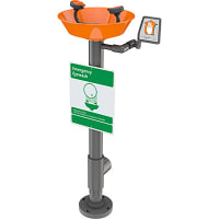 Guardian Equipment Eye and Face Wash Station, Pedestal Mounted, All PVC with Bowl