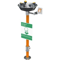 Guardian Equipment Eye and Face Wash Station, Pedestal Mounted, All Stainless Steel with Bowl