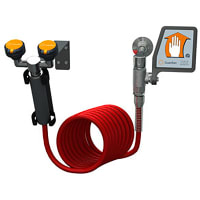 Guardian Equipment Eye Wash Station, Dual Head Wall Mounted, w/12' Coiled Drench Hose, Flag Handle