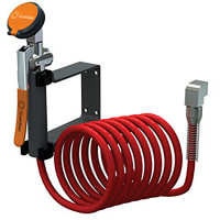 Guardian Equipment Drench Unit, Wall Mounted with Squeeze Valve and 12' Coiled Nylon Hose