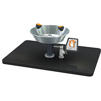 Guardian Equipment Eye Wash Station, Deck Mounted, Stainless Steel Bowl, and Flag Handle