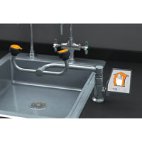 Guardian Equipment Eye Wash Station, Deck Mounted, 90 Degree Swivel, All Stainless, Flag Handle