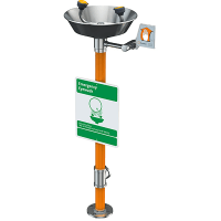 Guardian Equipment Eye Wash Station, Pedestal Mounted, All Stainless Steel, with Flag Handle