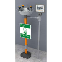 Guardian Equipment Eye and Face Wash Station, Pedestal Mounted, Freeze Resistant, Stainless Bowl