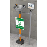 Guardian Equipment Eye and Face Wash Station, Pedestal Mounted, Freeze Resistant, Stainless Bowl