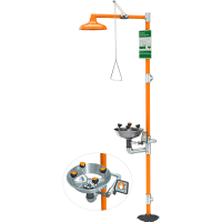 Guardian Equipment Safety Station, WideArea, Eye/Face Wash, Shower Station, Stainless Steel Bowl