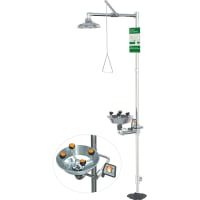 Guardian Equipment Safety Station, WideArea, Eye/Face Wash, Shower Station, Polished Chrome