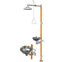 Guardian Equipment Safety Station, WideArea, Eye/Face Wash, Shower Station, All Stainless Steel