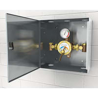 Guardian Equipment Tempering Valve, 44 Gallon Capacity, Surface Mounted Stainless Steel Cabinet