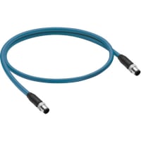 Hirschmann Cordset, M12 Male to M12 Male, 2 Pair, 0.5m, TPE, Teal, 900002040