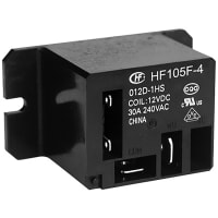 Hongfa Power Relay, 120VAC Coil, 30Amp, 1 FormA Contact, QC, HF105F-4 Series