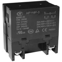 Hongfa Power Relay, 24VDC Coil, 25Amp, 2 Form A Contact, Flanged, HF116F-3 Series