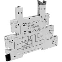 Hongfa Relay Socket, 6A, 12-24VDC/AC, Screwless terminal, DIN Rail