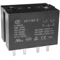 Hongfa , Power Relay, 25A, 2 Form A, 220VAC, PCB Mount, AgCdO, flux proofed, Class B, 