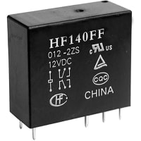 Hongfa Power Relay, 3VDC Coil, 10Amp, 2 Form C Contact, N/A, HF140FF Series