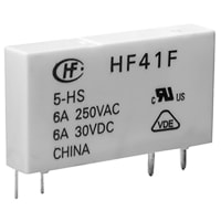 Hongfa Indstrl Relay, 12VDC Coil, 6AAmp, 1 Form A Contact, N/A, HF41F Series