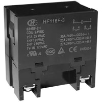 Hongfa Power Relay, 25A, 2 Form A, 120VAC, Flanged, AgSnO2, Class B, Without Capacitor