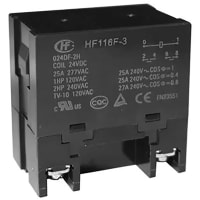 Hongfa Power Relay, 30A, 12VDC, 2 FORM A, Flange Mounting, AgSnO2, Class F