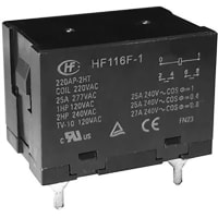 Hongfa Power Relay, 24VAC Coil, 25Amp, 2 Form A Contact, Flanged, HF116F-1 Series