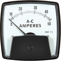 Hoyt Electrical Instrument Works AC Ammeter, Class 2.0 Accur., 5A Range/50A Scale, Stud Mnt, 69x69 mm, Black Case