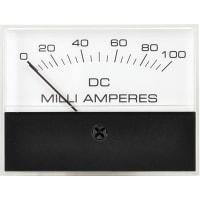 Hoyt Electrical Instrument Works DC Milliammeter, 2.5in Disp, 2-5% Accur, 1-4in Quick Tabs, 0-100mA Range/Scale