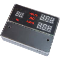 Hoyt Electrical Instrument Works Panel Meter, Ammeter/Freq/Volt, LED, Range 0-285 VAC, 0.1-99.9 AAC, 45-65 Hz