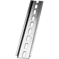 American Electrical, Inc. DIN Rail, Slotted, L: 6.6' (2m), H: 0.3" (7.5mm), W: 1.38" (35mm), Zinc Plated