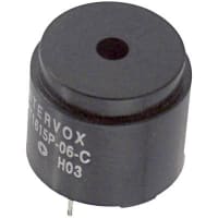 ICC / Intervox Audio Warning Device, Transducer, Electro-Acoustic, Continuous, 6VDC Sup, 30mA, 85dB