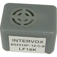 ICC / Intervox Buzzer, DC; 35 mA; 12 VDC; 400 Hz + 50 Hz; -40 to degC; Pin Termination, Gray