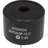 ICC / Intervox Audio Warning Device, Alarm, Piezo, Continuous, 12VDC Sup, 10mA, 85dB, 2800Hz, 2-Pins