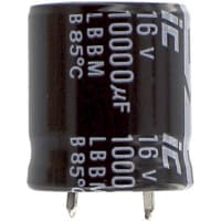 Illinois Capacitor - A Brand of Cornell Dubilier Capacitor, Al Electrolytic, 10000 uF, 16 VDC, 20 VDC, +/- 20%, Snap-in Mount