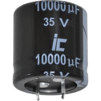 Illinois Capacitor - A Brand of Cornell Dubilier Capacitor, Alum Electrolytic, 0.01 F, 20%, 35 VDC, Snap-In, 30x30 mm, ESR 0.041447 Ohms