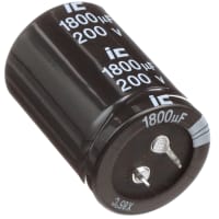 Illinois Capacitor - A Brand of Cornell Dubilier Capacitor, Alum Electrolytic, 1800 uF, 20%, 200 VDC, Snap-In, 35x50mm, ESR 0.138155 Ohm