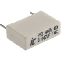 Illinois Capacitor - A Brand of Cornell Dubilier Capacitor, 0.047 uF, 400 WVDC, +/-10, Radial Leaded, 0.0003 @ 1000 Hz, -55 C