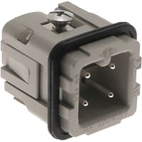 ILME CK series, Male Rectangular Insert, size 21.21, 4 pin, 10 amp, Screw