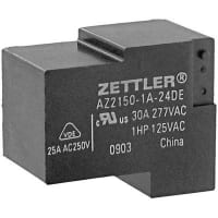 American Zettler, Inc. Relay, E-Mech, Power, SPST, Cur-Rtg 40A, Ctrl-V 24DC, Vol-Rtg 300/30AC/DC, 4 Pin