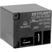 American Zettler, Inc. Relay, E-Mech, Power, SPST, Cur-Rtg 40A, Ctrl-V 24DC, Vol-Rtg 300/30AC/DC, 5 Pin