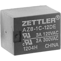 American Zettler, Inc. Relay, 6 A, 150 VDC/300 VAC, 12 VDC (Typ.), Standard, PCB, SPDT, 180 W, 