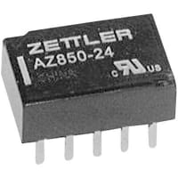 American Zettler, Inc. Relay, E-Mech, GenPurp, DPDT, Ctrl-V 24DC, 1A, 250VAC, PCB Mnt, Thru-Hole, AZ850 Series