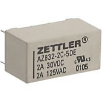 American Zettler, Inc. Relay, Polarized DIP Relay, 1500 Vrms (Contact to Coil), PCB Mount