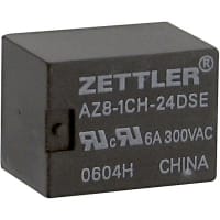 American Zettler, Inc. Relay, 6 A, 150 VDC/300 VAC, 24 VDC (Typ.), Sensitive, PCB, SPDT, 180 W, 