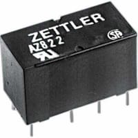 American Zettler, Inc. Relay, DIP, 2 A, 220 VDC or 250 VAC, 60, 1000 Megohms @ 20 C, -55 C, PCB, PC